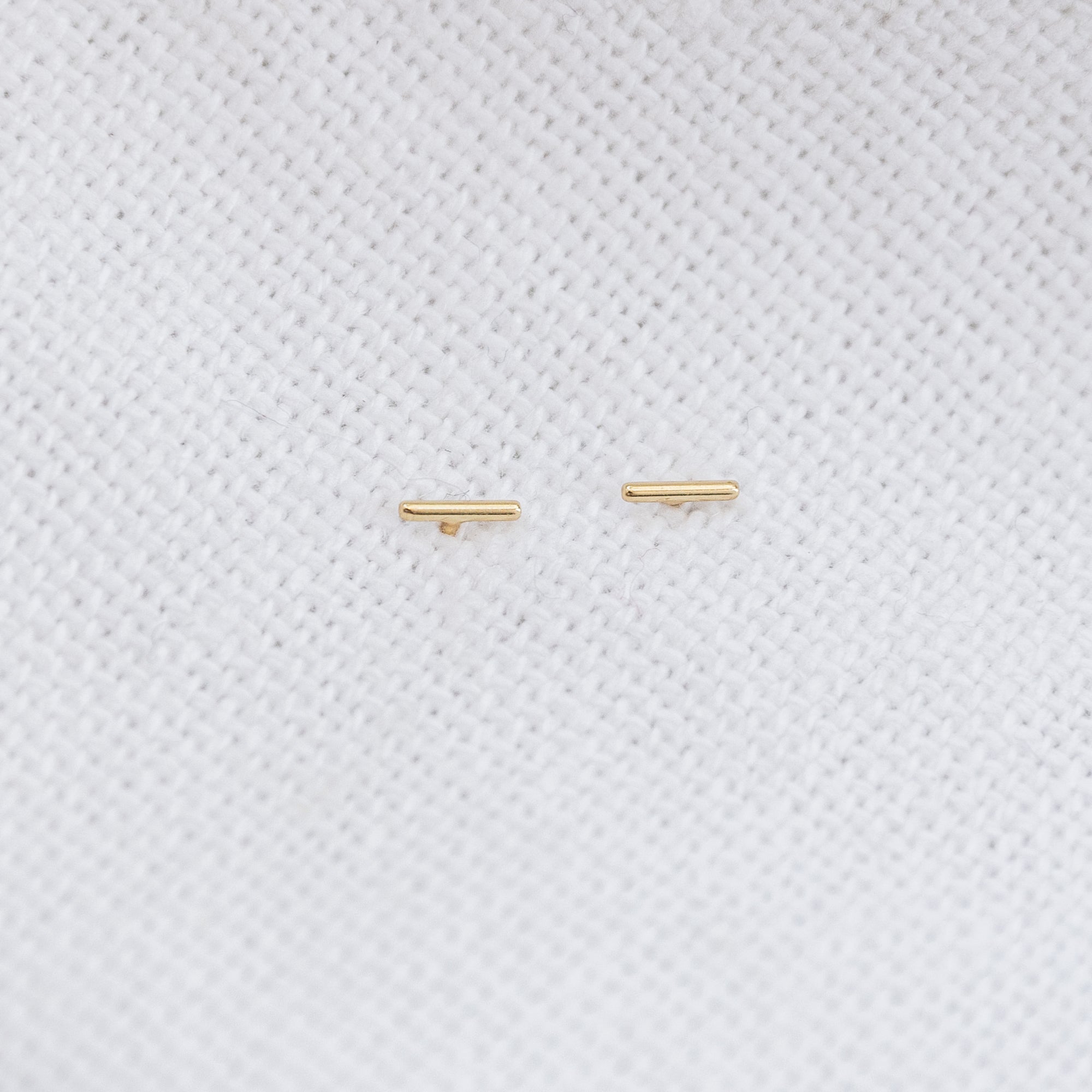 Teeny Tiny Bar Stud Earrings Earrings P&K Yellow Gold  