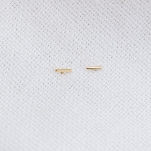 Teeny Tiny Bar Stud Earrings Earrings P&K Yellow Gold  