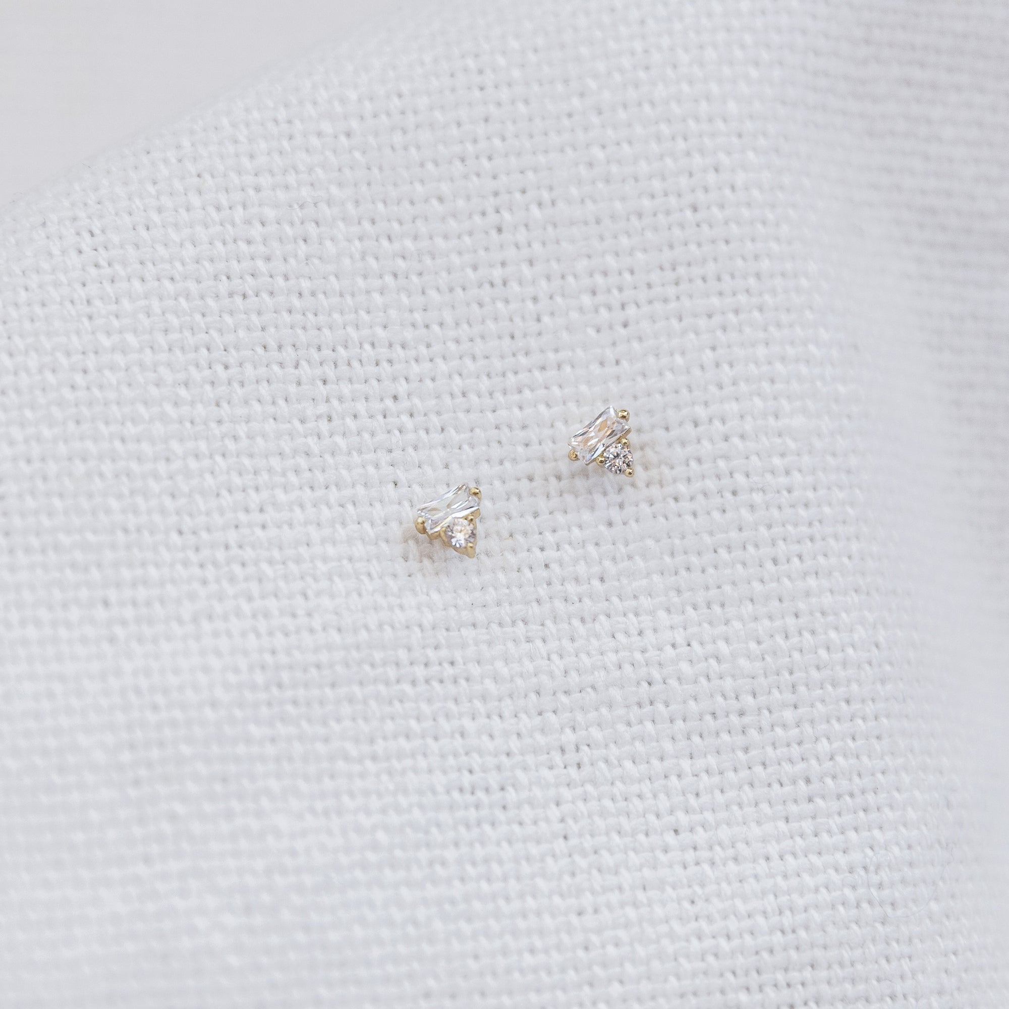 Baguette Circle Stud Earrings Earrings P&K   