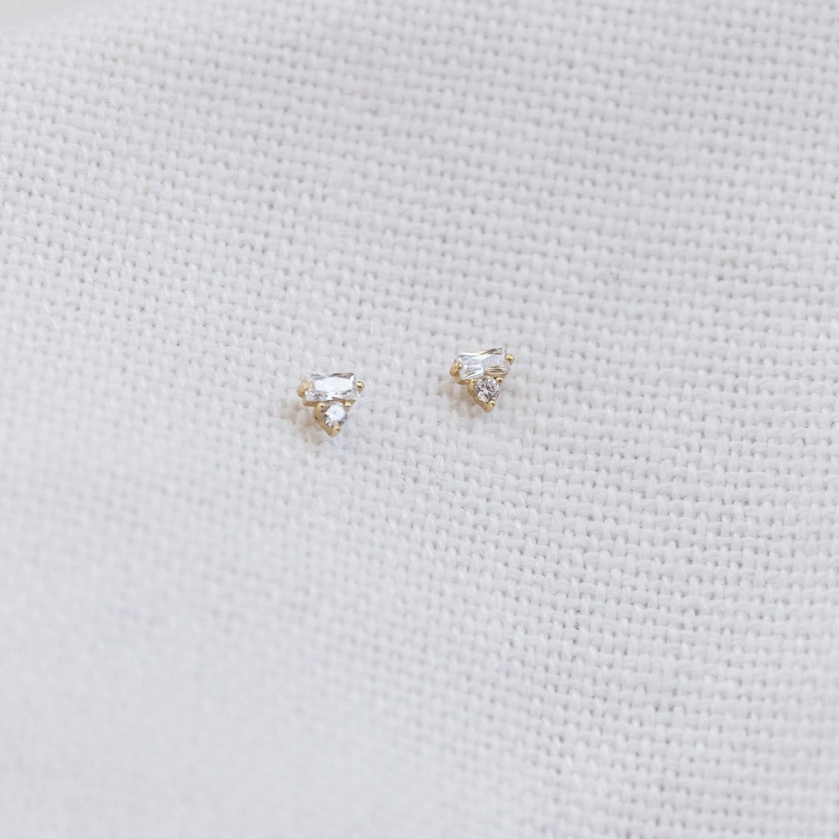 Baguette Circle Stud Earrings Earrings P&K   