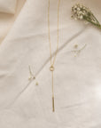 Emily Pull Through Bar Lariat Necklaces P&K Yellow Gold  