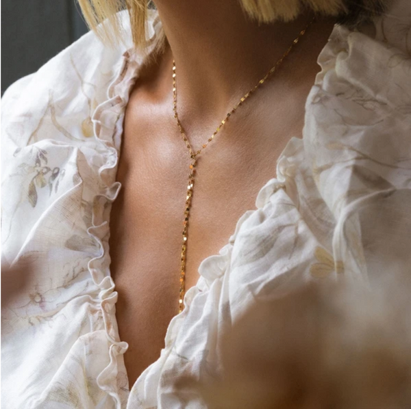 Shimmer Lariat | 10K Gold Necklaces Leah Alexandra   