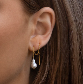 Baroque Threaders | Pearl Earrings Leah Alexandra   
