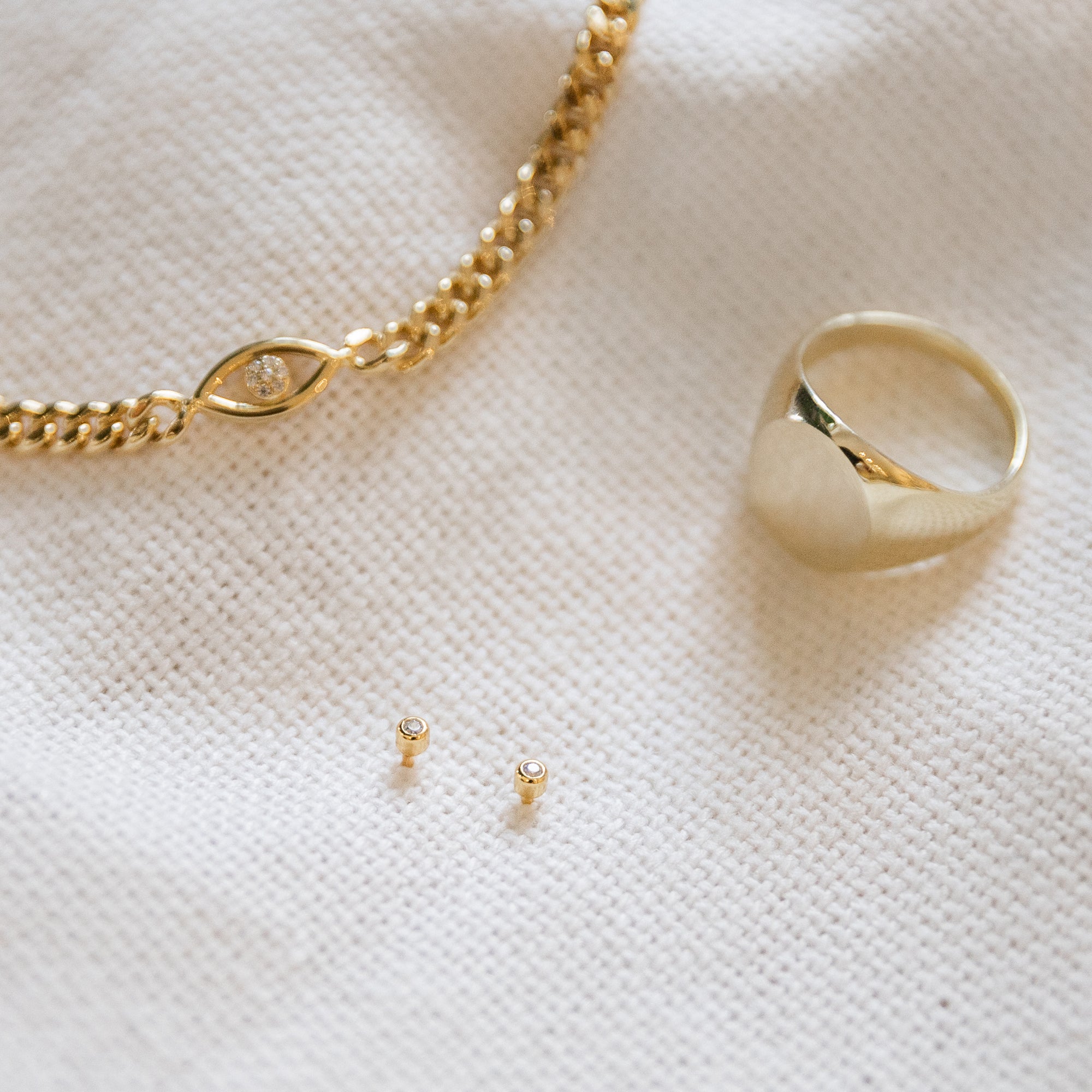 Teeny Tiny Bezel Stud Earrings Earrings P&K   