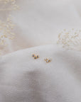 Three Stone Prong Studs Earrings P&K Gold/White CZ  