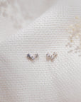 Three Stone Prong Studs Earrings P&K Silver/White CZ  