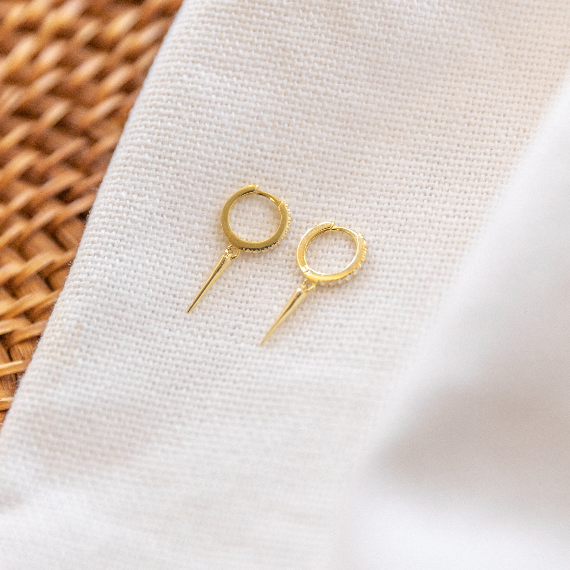 Spike Huggie Earrings | CZ Earrings P&K   