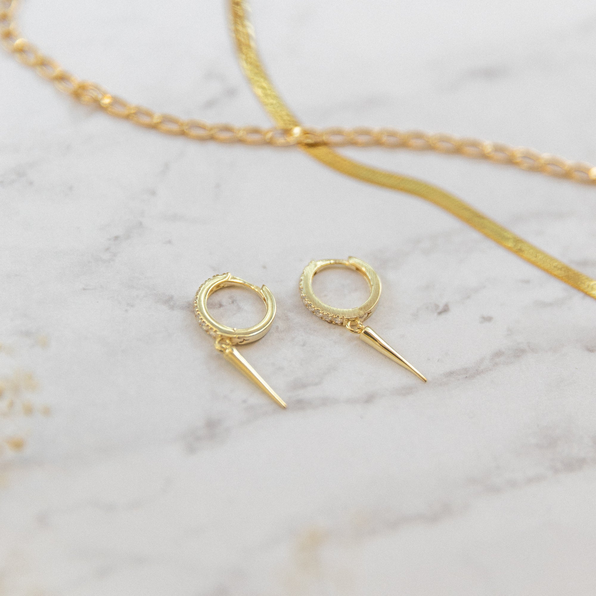 Spike Huggie Earrings | CZ Earrings P&K   