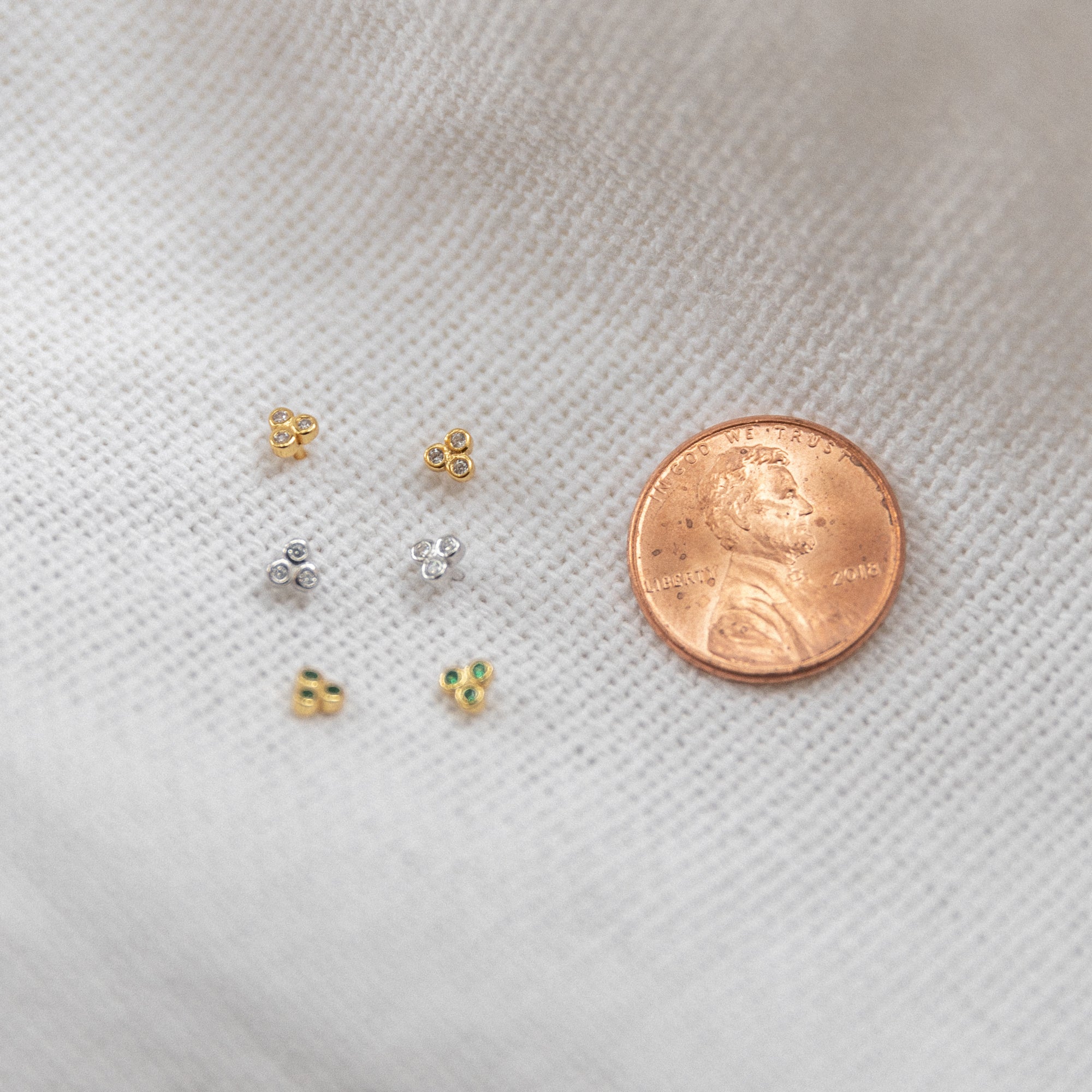 Triple Bezel Studs Earrings P&K   