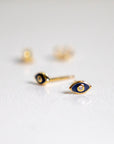 Tiny Enamel Eye Stud Earrings P&K Blue Enamel  
