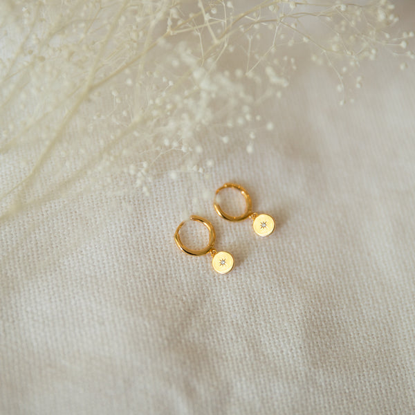 Fiona Charm Huggie Earrings Earrings Jewelry Design Group Yellow Gold  