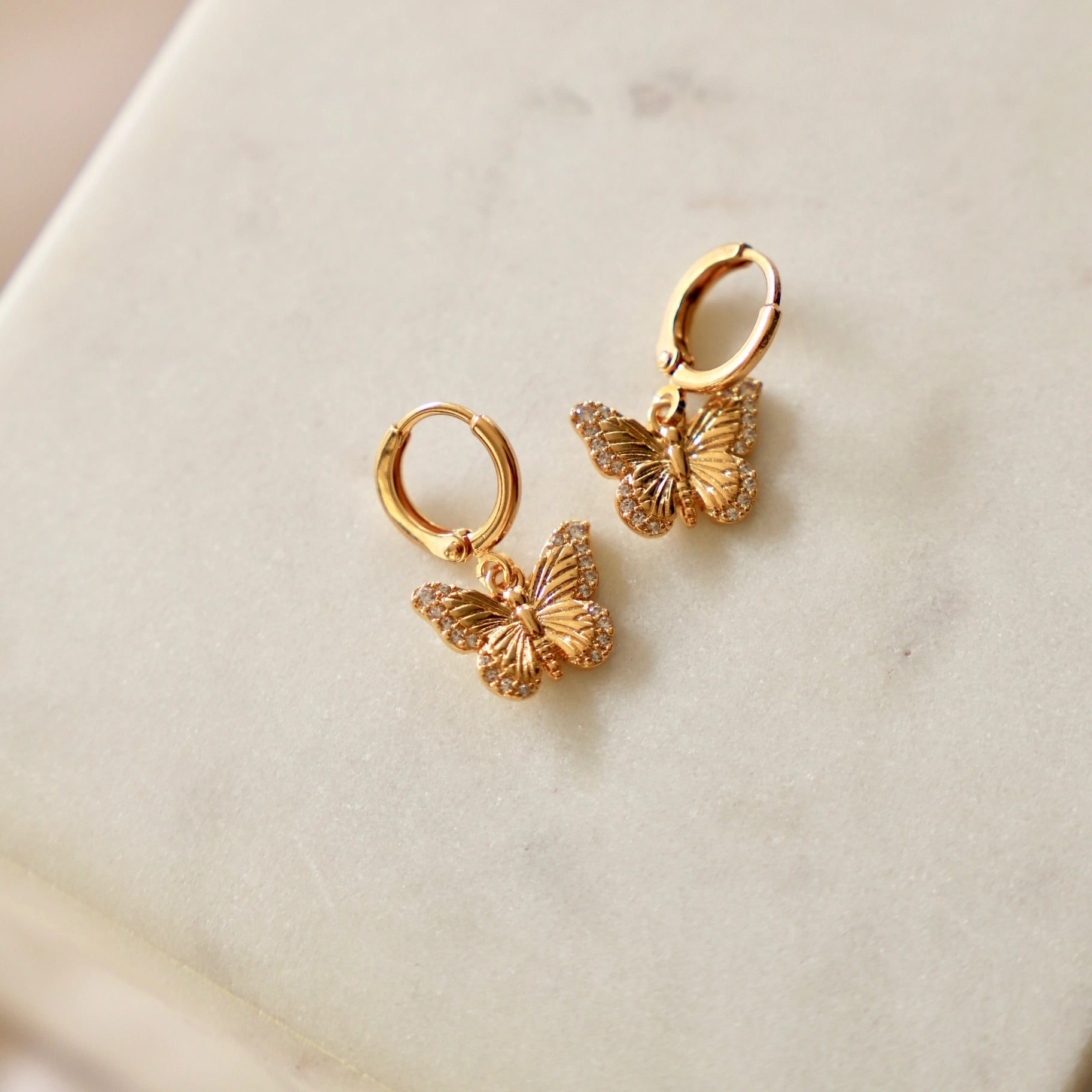 Monarch Butterfly Huggie Earrings Earrings Katie Waltman Jewelry   