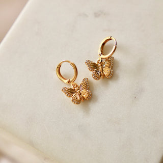 Monarch Butterfly Huggie Earrings Earrings Katie Waltman Jewelry   