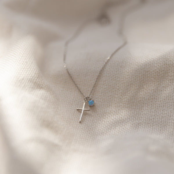 Classic Cross Necklace | Opal Necklaces P&K Silver  