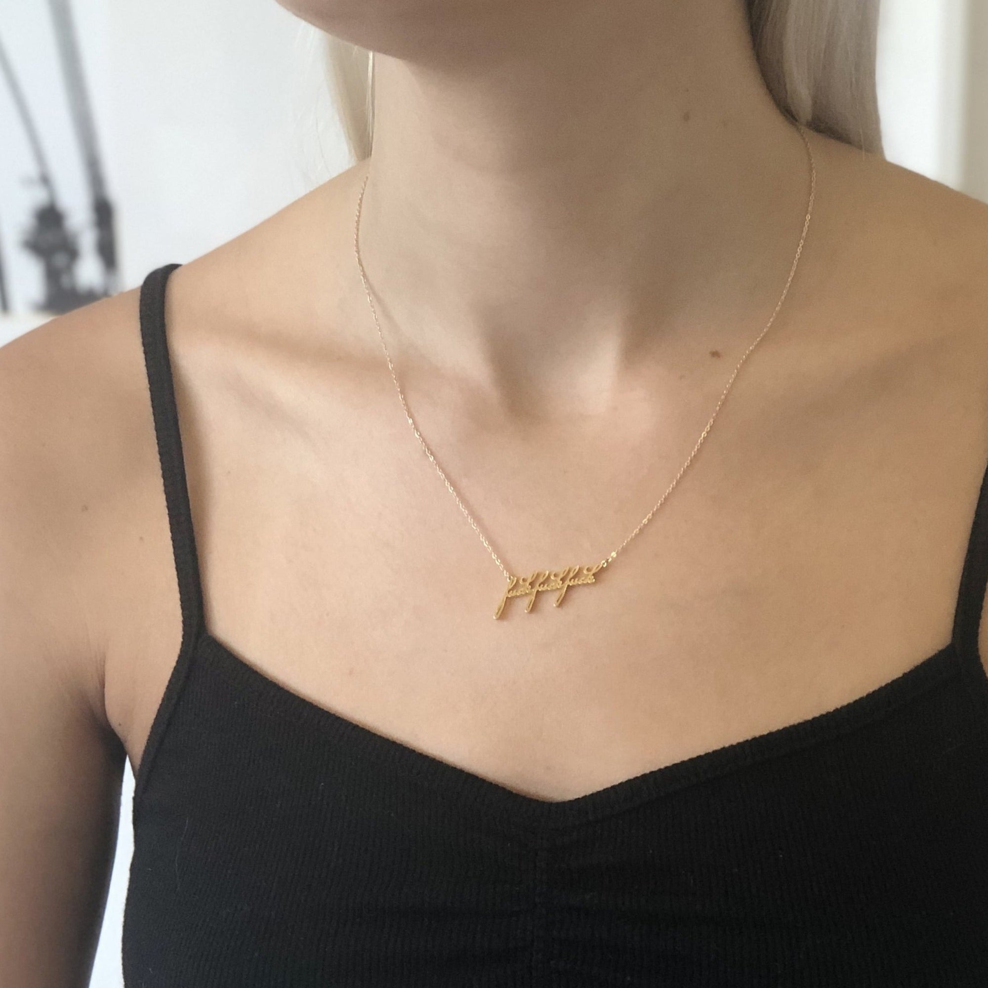 FuckFuckFuck Script Necklace Necklaces THATCH   
