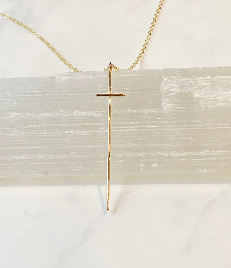 Heart Cross Necklace in Yellow Gold – ZNZ Jewelry Affordagold