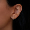 Pave Mini Huggies | 8mm Emerald Earrings Leah Alexandra   